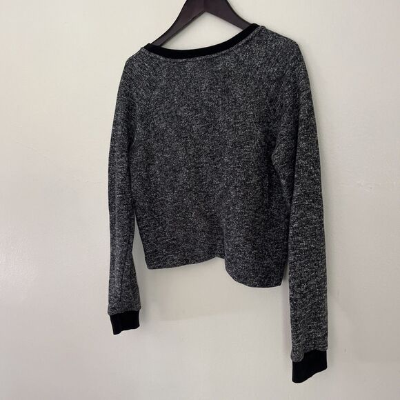 Fabletics Keeva Pullover Black Speckled Tulip Hem Long Sleeve Crop Top | Size S - Picture 9 of 9
